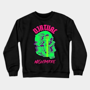 Virtual Nightmare Glitch Skull Crewneck Sweatshirt